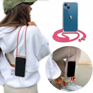 Etui Crossbody do IPHONE 14 Case RÓŻOWY Sznurek