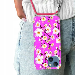 Etui Crossbody Do IPHONE 14 Kwiaty Flower Wzory