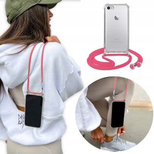 Etui Crossbody do IPHONE SE2/ SE3 Różowy Sznurek