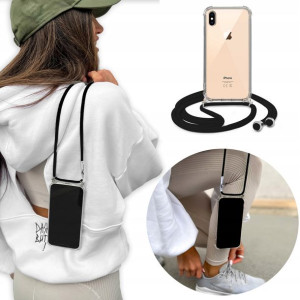 Etui Crossbody do IPHONE XS MAX Top Czarny Sznurek