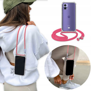 Etui Crossbody do MOTOROLA EDGE 30 NEO Róż Sznurek