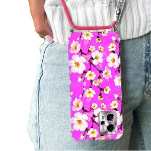 Etui Crossbody Do MOTOROLA G23 Kwiaty Flower Wzory