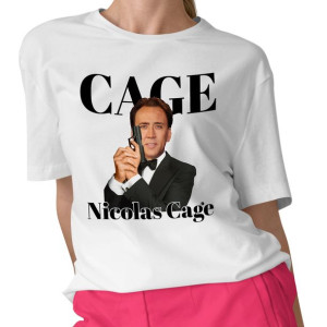 KOSZULKA Biała Damska Prezent NICOLAS CAGE - XL