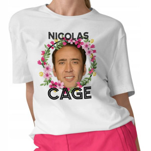 KOSZULKA Biała Damska Prezent NICOLAS CAGE - XL