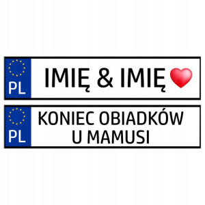 Tablice Samochodowe ŚLUBNE na WESELE Dekoracyjne