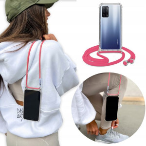Etui Crossbody do OPPO A55 5G z Różowym Sznurkiem