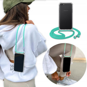 Etui Crossbody do OPPO A77 Turkusowy Sznurek