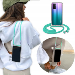 Etui Crossbody do OPPO A93 5G Turkusowy Sznurek