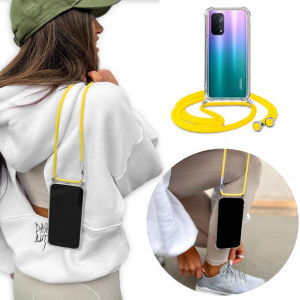 Etui Crossbody do OPPO A93 5G z Żółtym Sznurkiem