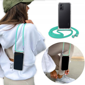 Etui Crossbody do OPPO A96 4G Turkusowy Sznurek