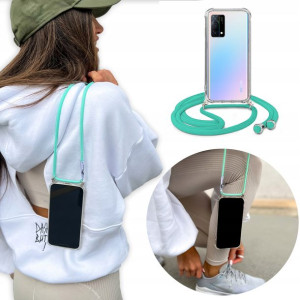 Etui Crossbody do OPPO K9 z Turkusowym Sznurkiem