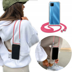 Etui Crossbody do REALME C11 2021 Różowym Sznurek