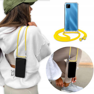 Etui Crossbody do REALME C11 2021 Żółtym Sznurkiem