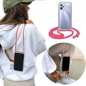 Etui Crossbody do REALME C31 z Różowym Sznurkiem