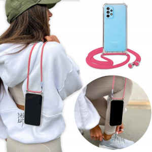 Etui Crossbody do SAMSUNG A73 5G Różowy Sznurek