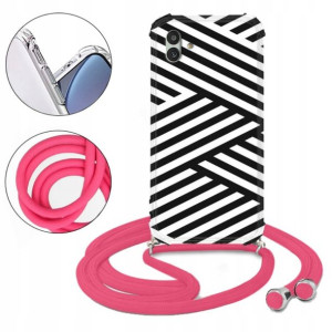 Etui CROSSBODY Róż do SAMSUNG A04 Aesthetic Wzory