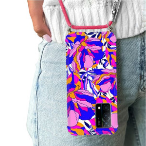 Etui Crossbody Sznurek Do OPPO K9 Kwiatowe Wzory