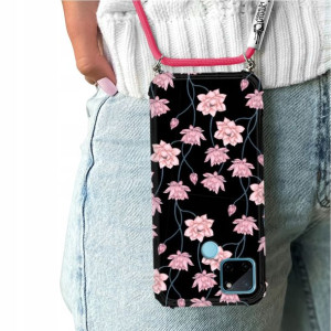 Etui Crossbody Sznurek Do REALME C25Y Kwiaty Wzory