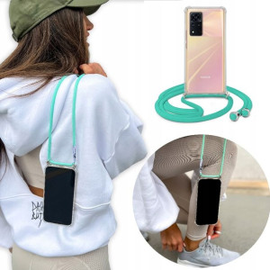 Etui Crossbody Turkus Sznurek do HUAWEI HONOR V40