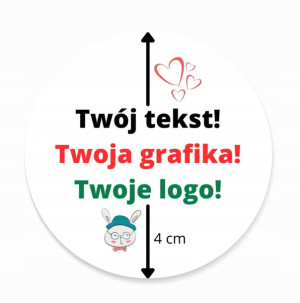 Naklejki TWÓJ TEKST, TWOJE LOGO etykiety - 24 szt