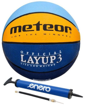 METEOR Piłka Do Koszykówki Kosza LAYUP Rozmiar 3 + Pompka