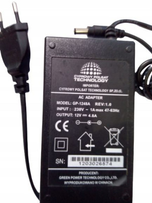 Zasilacz 12v 4,8a Model Gp-1248a Cyfrowy Polsat