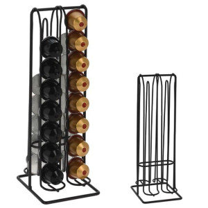 Stojak na 32 Kapsułki Nespresso do Kawy Organizer Metalowy Czarny 30cm