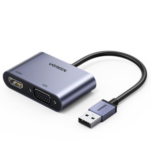 Ugreen przejściówka konwerter USB - HDMI 1.3 (1920 x 1080@60Hz) + VGA 1.2 (