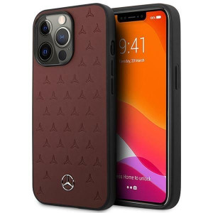 Mercedes MEHCP13LPSQRE iPhone 13 Pro / 13 6,1" czerwony/red hardcase Leathe