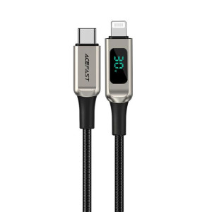 Acefast kabel MFI USB Typ C - Lightning 1,2m, 30W, 3A srebrny (C6-01 silver