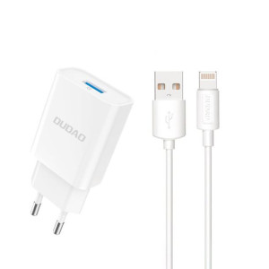 Dudao ładowarka sieciowa USB QC3.0 12W biały + kabel Lightning 1m (A3EU)