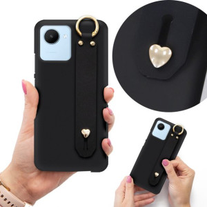 Etui Eleganckie Mat Czarne z Paskiem do REALME C30