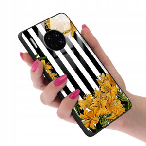 Etui Glass do HUAWEI MATE 30 PRO Kwiaty Top Wzory