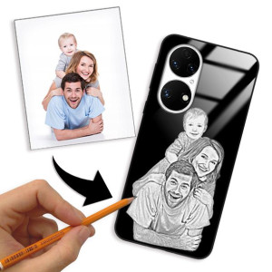 Etui Glass do HUAWEI P50 Szkic Rysunek Własne Foto