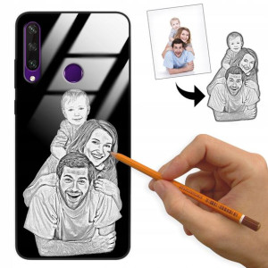 Etui Glass do HUAWEI Y6P Szkic Rysunek Własne Foto
