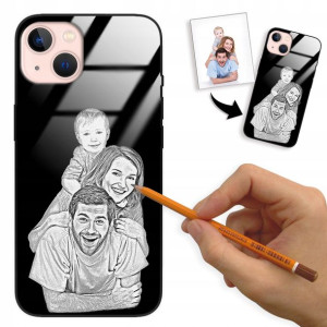 Etui Glass do IPHONE 13 Szkic Rysunek Własne Foto