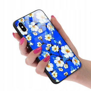 Etui Glass do IPHONE XS MAX Kwiaty Wiosenne Wzory