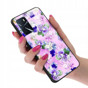 Etui Glass do OPPO A16s Obudowa Kwiaty Top Wzory