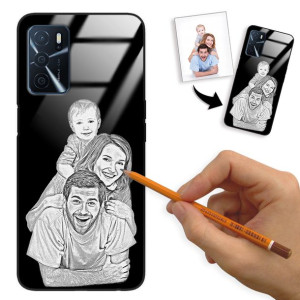 Etui Glass do OPPO A54S Szkic Rysunek Własne Foto