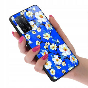 Etui Glass do OPPO A55 Obudowa Kwiaty Top Wzory