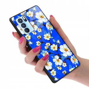 Etui Glass do OPPO RENO 6 Kwiaty Wiosenne Wzory
