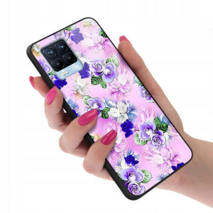Etui Glass do REALME 8 Kwiaty Flower Top Top Wzory
