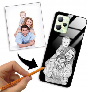 Etui Glass do REALME C35 Szkic Rysunek Własne Foto