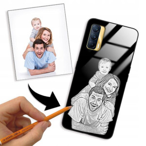 Etui Glass do REALME V15 Szkic Rysunek Własne Foto