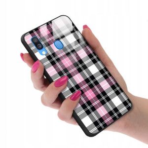 Etui GLASS do SAMSUNG A40 Kratka Pattern Top Wzory