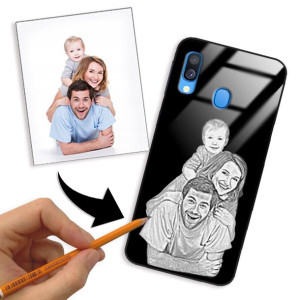 Etui Glass do SAMSUNG A40 Rysunek Własne Zdjęcie