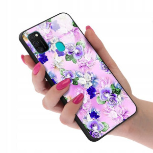 Etui Glass do SAMSUNG M30s Kwiaty Flower Top Wzory