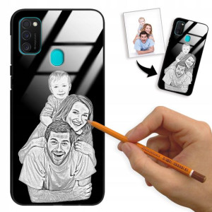 Etui Glass do SAMSUNG M30s Rysunek Własne Zdjęcie