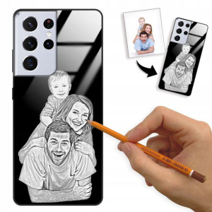 Etui Glass do SAMSUNG S21 ULTRA 5G Szkic Rysunek