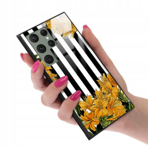 Etui Glass do SASMUNG S23 ULTRA Kwiaty Top Wzory